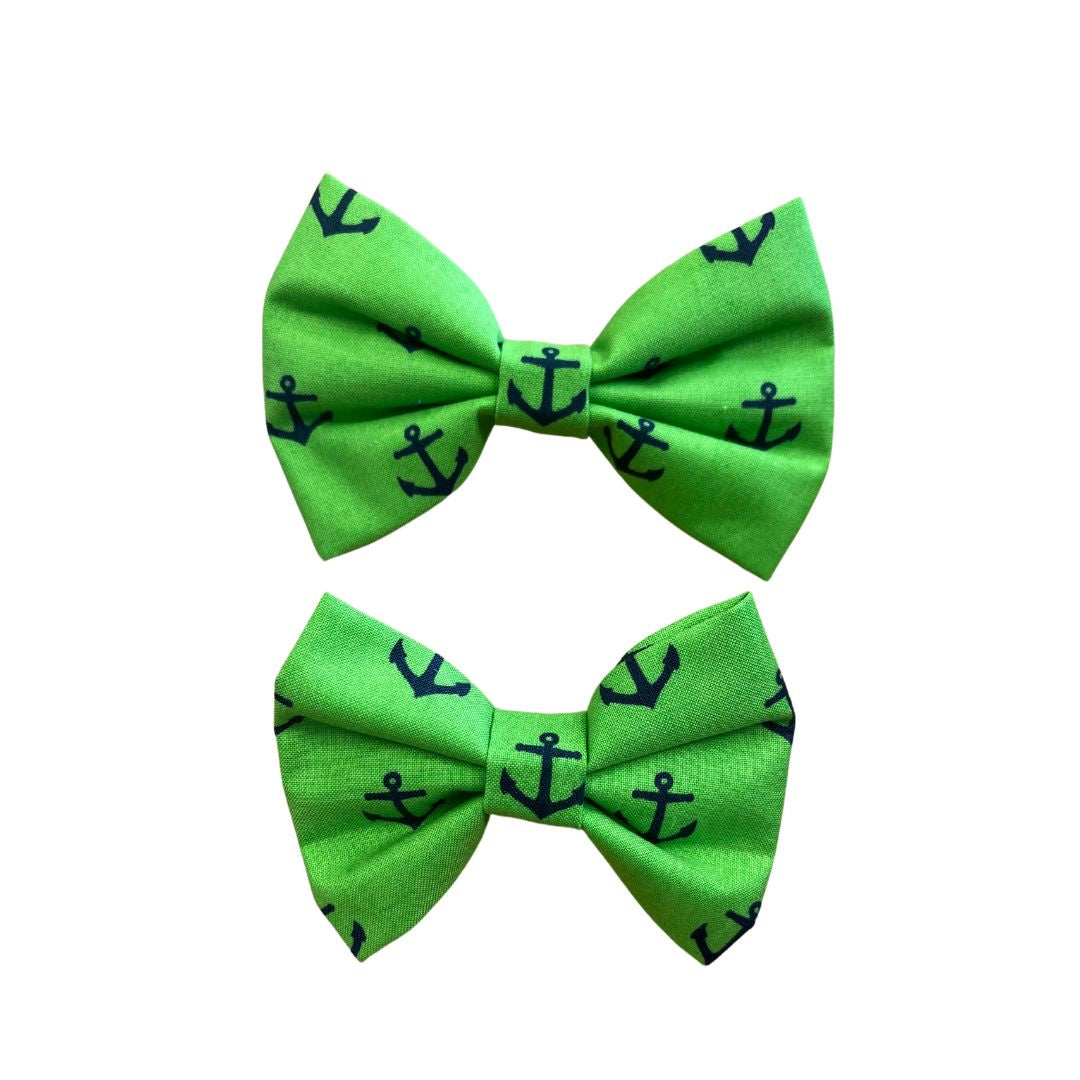 Green & Navy Anchor Bow Tie