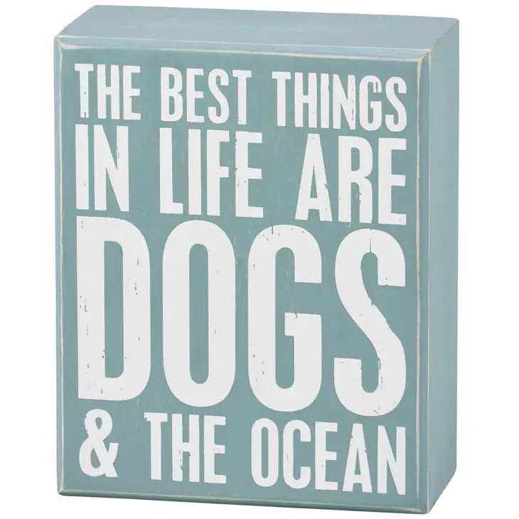 Dogs & Ocean Box Sign