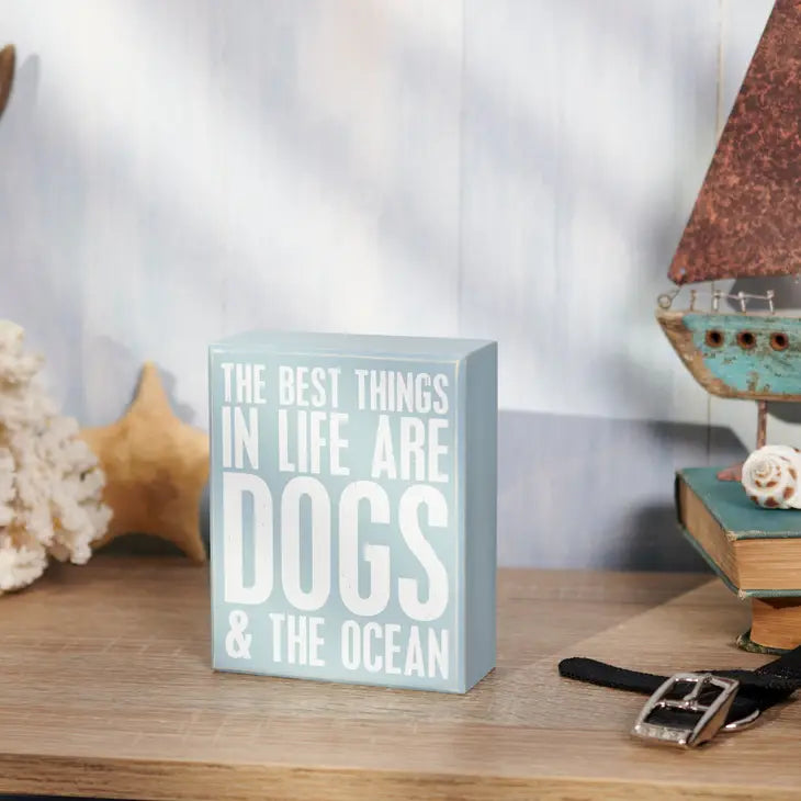Dogs & Ocean Box Sign