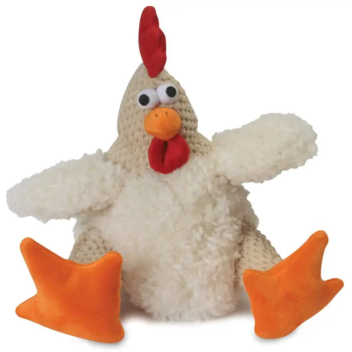 GoDog Checkers Fat Rooster White Dog Toy