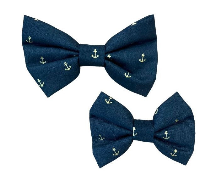 Gold Anchors on Black Bow Tie