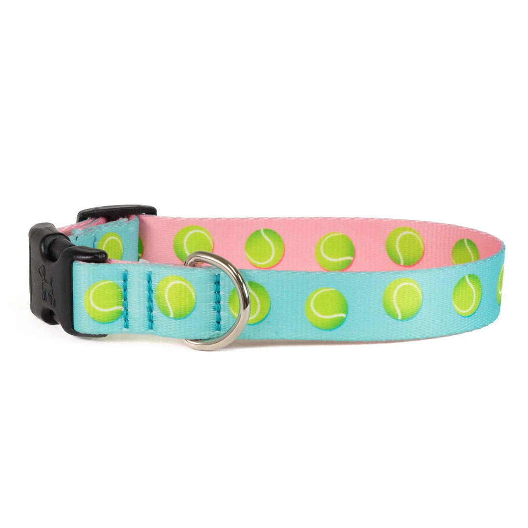 Blue Tennis Balls Printed Dog Collar