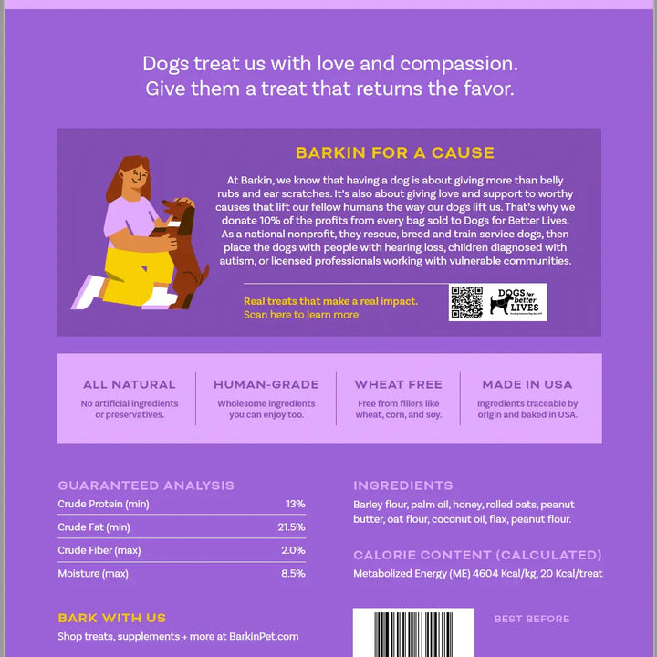 BARKIN Peanut Butter Cookie Soft & Chewy Dog Treats