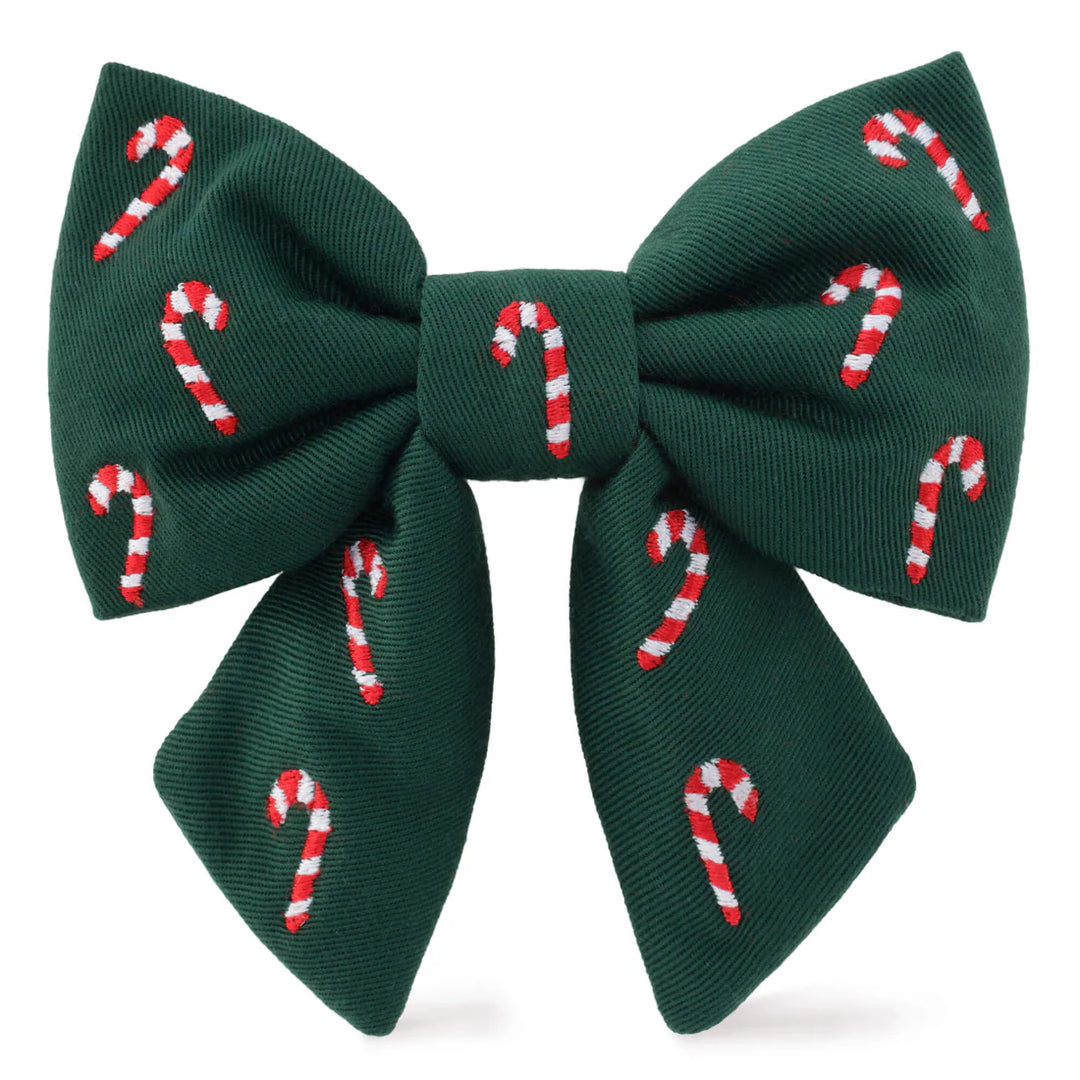 Green Candy Canes Dog Bow