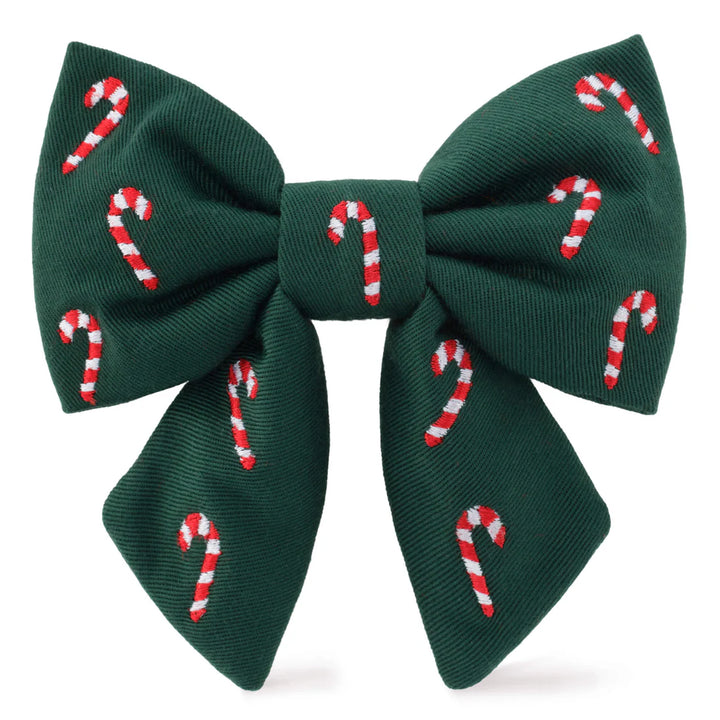 Green Candy Canes Dog Bow