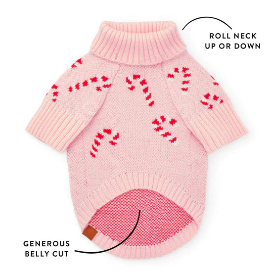 Pink Candy Canes Dog Sweater