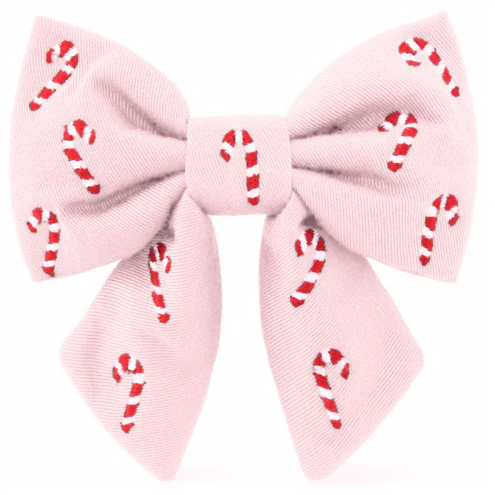 Pink Candy Canes Dog Bow