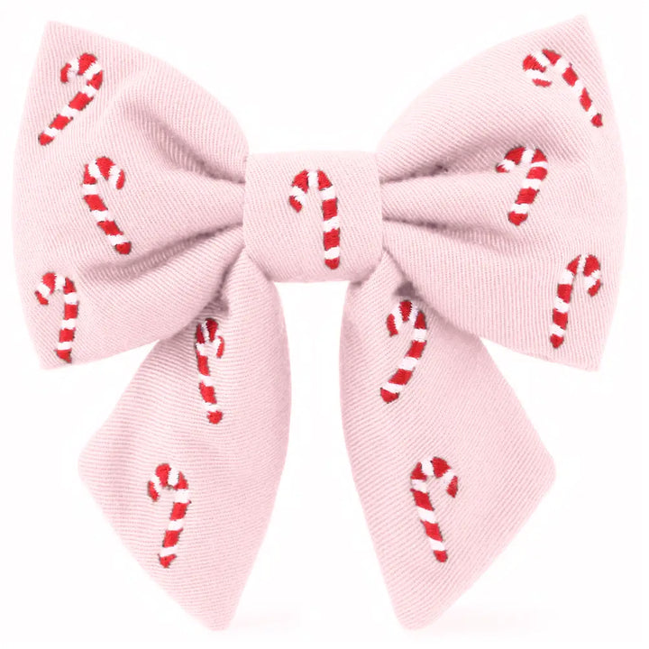 Pink Candy Canes Dog Bow