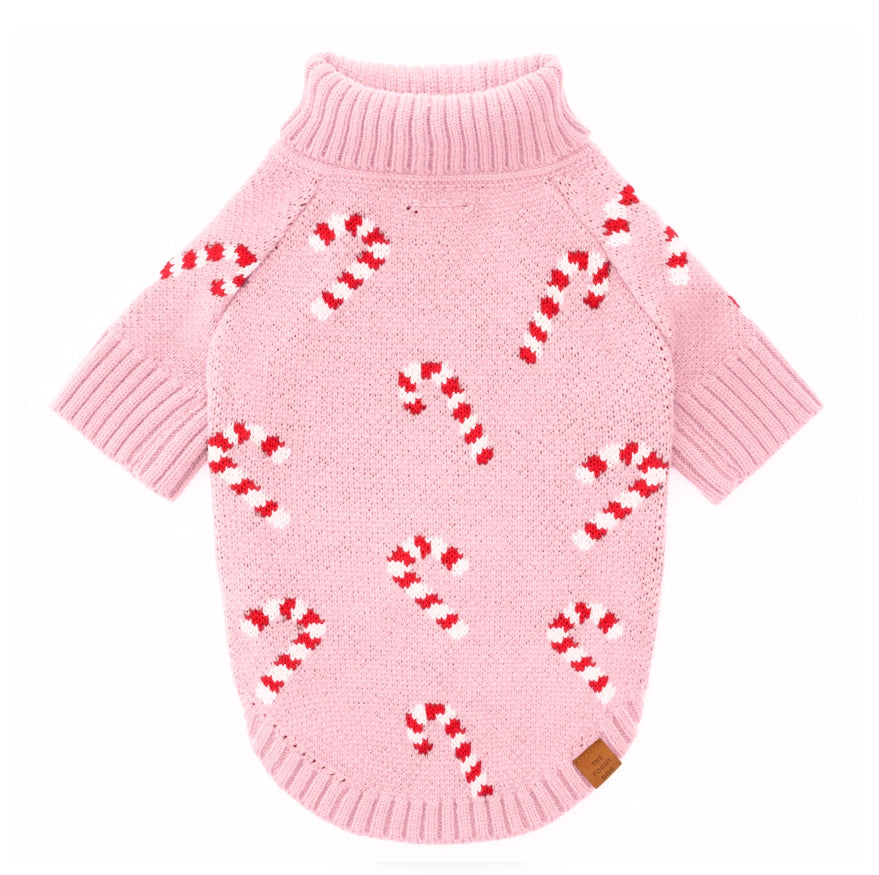 Pink Candy Canes Dog Sweater