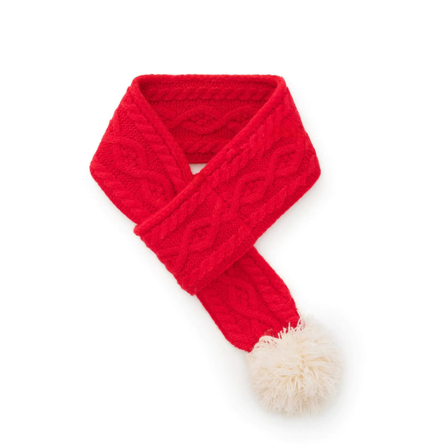 Red Cable Knit Dog Scarf