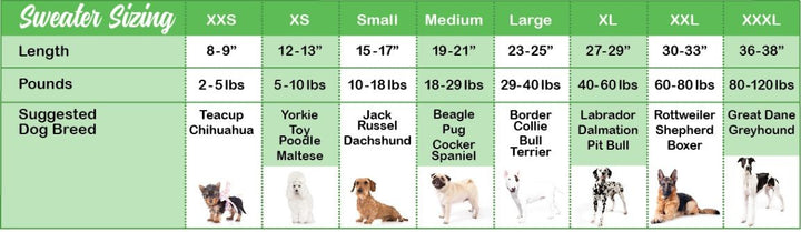 Chilly Dog Sweater Size Chart