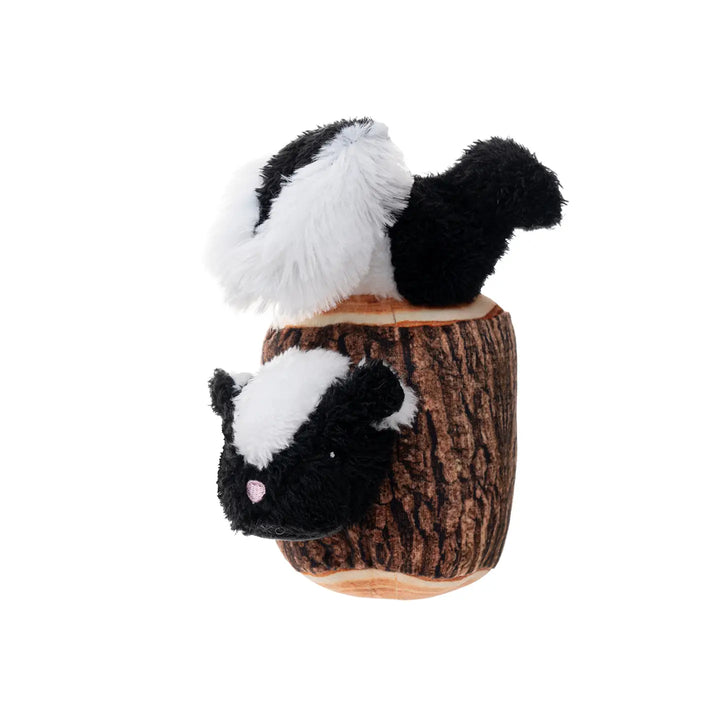 Animated Skunk in a Log Dog Toy