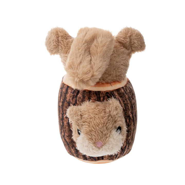 Animated Squirrel in a Log Dog Toy