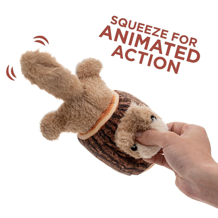Animated Squirrel in a Log Dog Toy