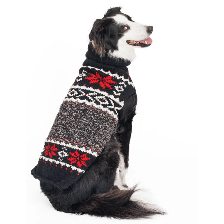 Black Nordic Snowflake Dog Sweater