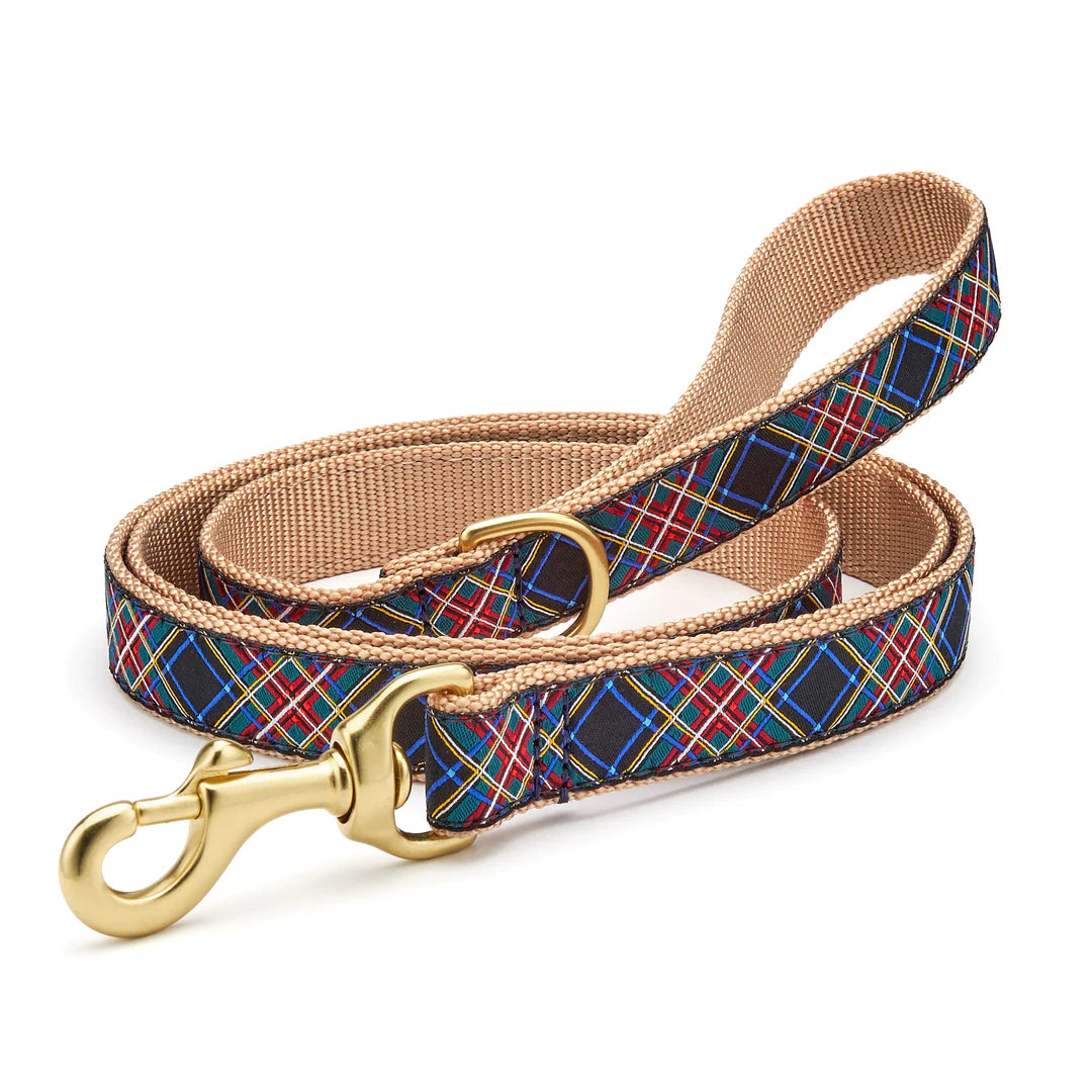 Tartan dog sales collar and lead