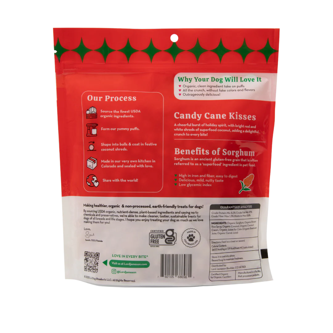 Candy Cane Kisses Organic Dog Treats