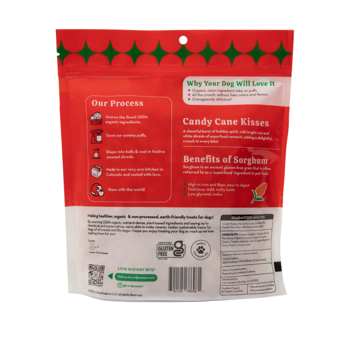 Candy Cane Kisses Organic Dog Treats
