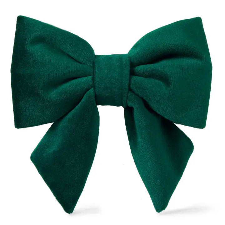 Green Velvet Dog Bow