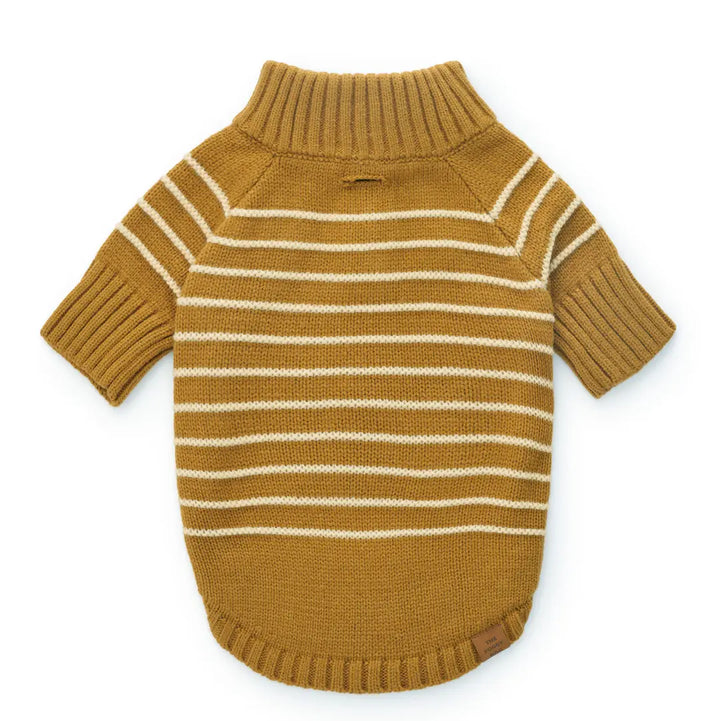 Mustard Stripe Quarter-Zip Dog Sweater
