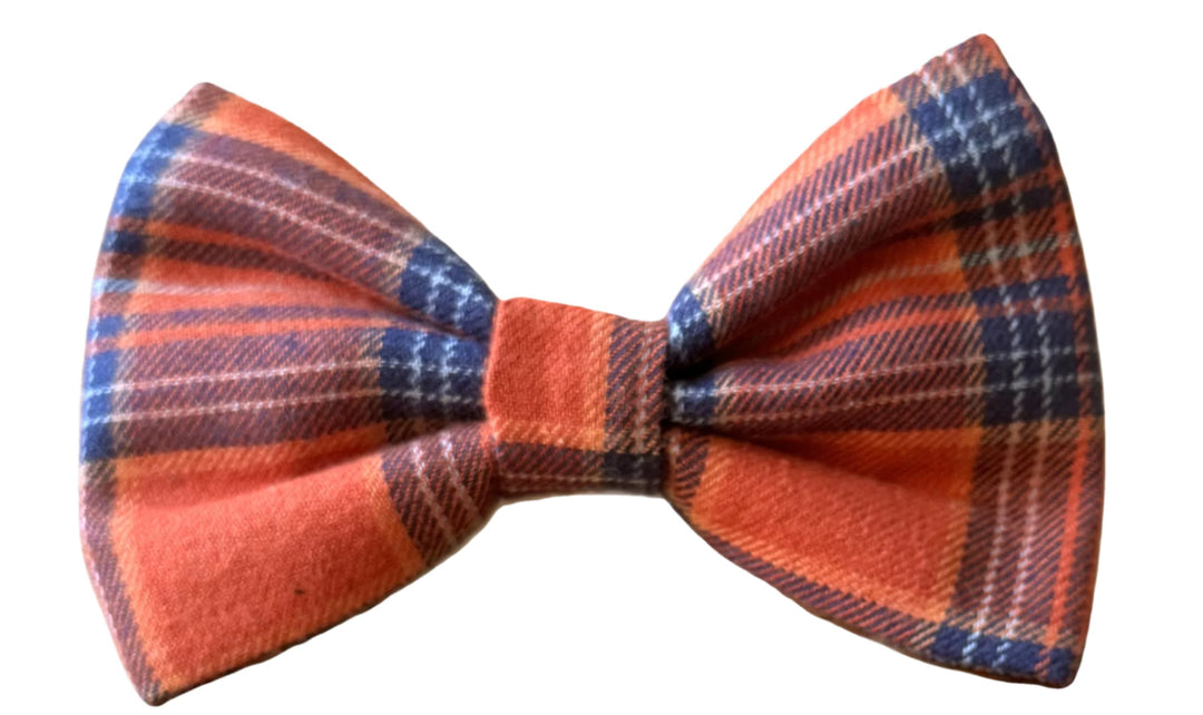 Orange Plaid Flannel Bow Tie