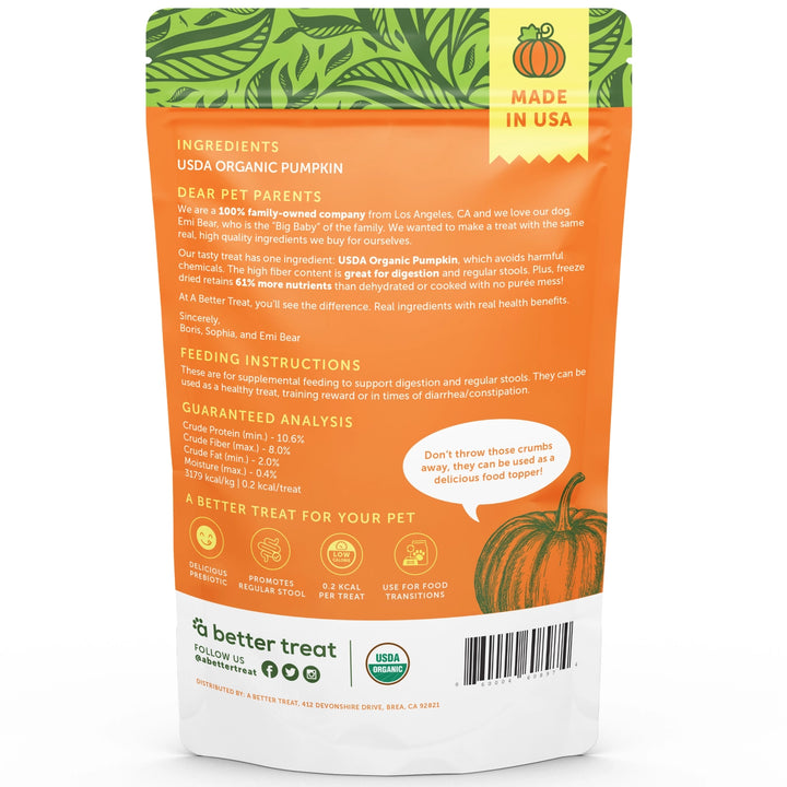 Organic Freeze-Dried Pumpkin Treats for Dogs & Cats
