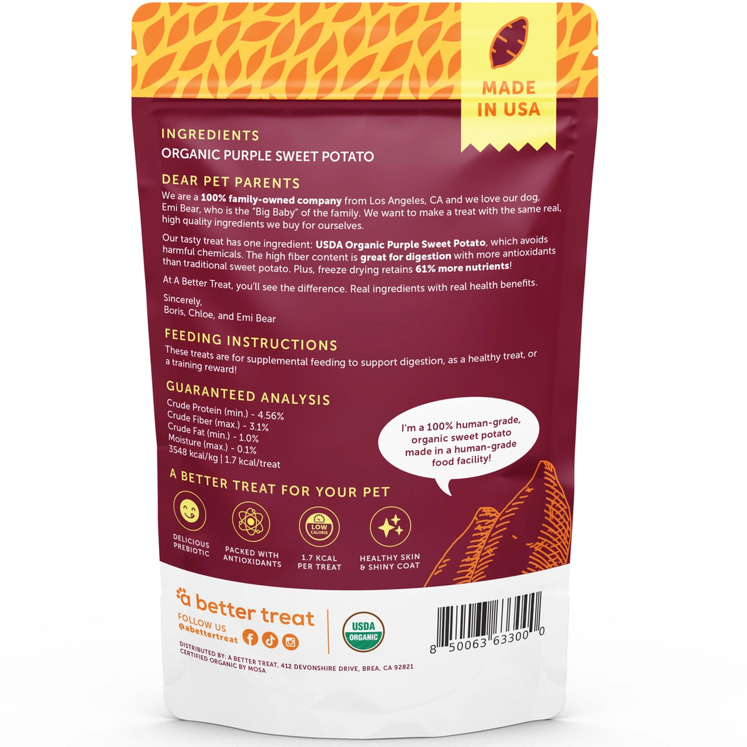 Organic Freeze-Dried Purple Sweet Potato Treats for Dogs & Cats