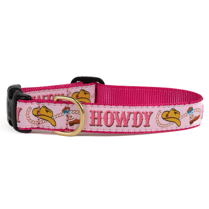 Pink "Howdy" Dog Collar