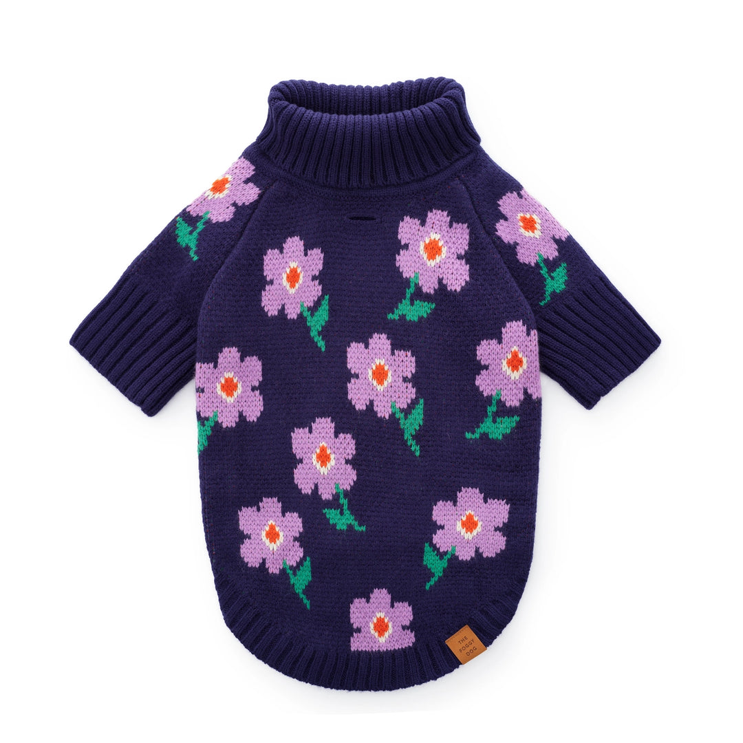 Purple Posies Dog Sweater