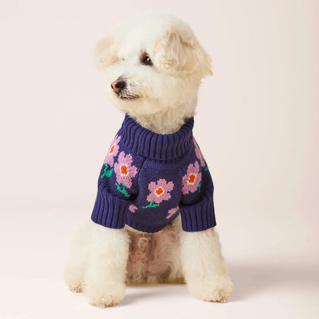 Purple Posies Dog Sweater