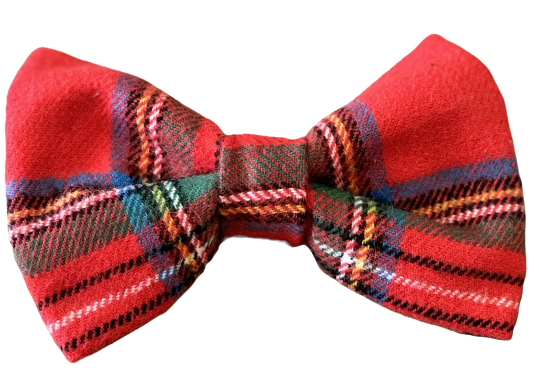 Red Tartan Plaid Flannel Bow Tie