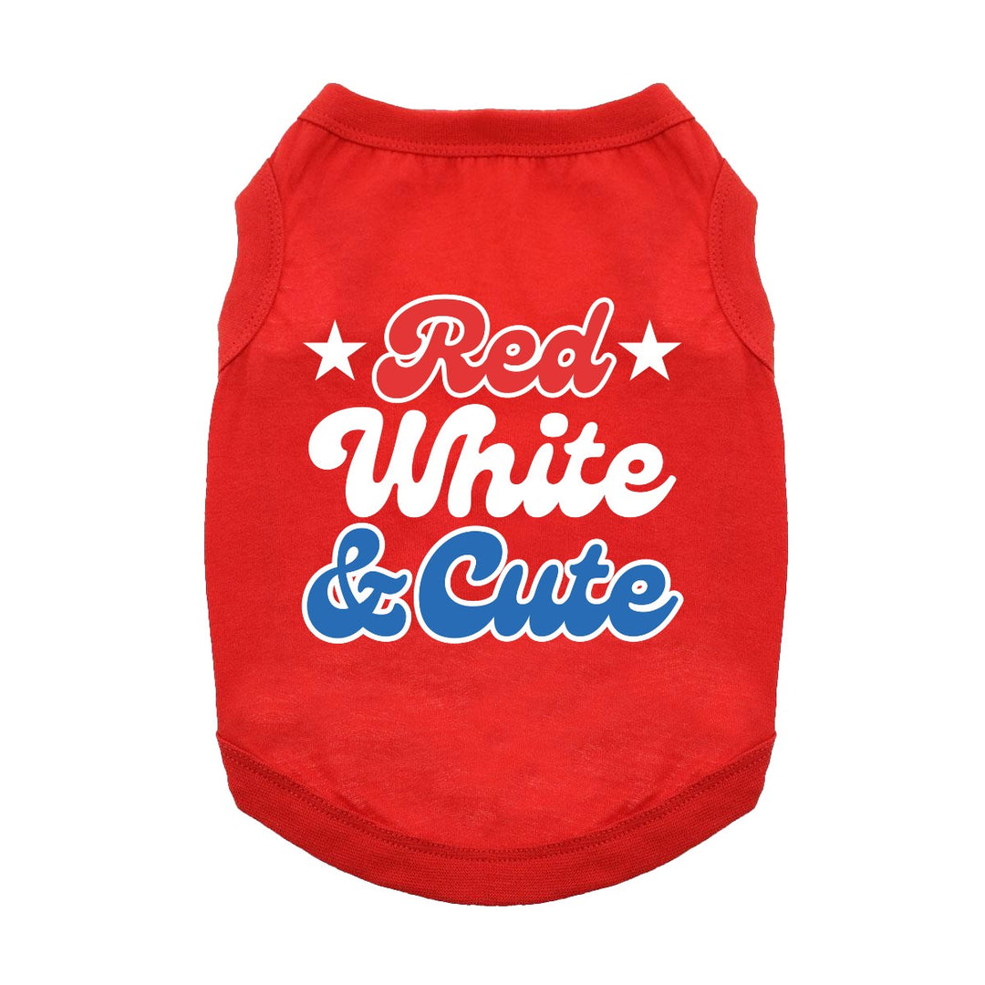 Red, White & Cute Dog Tee