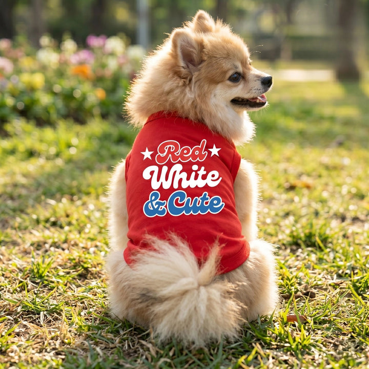 Red, White & Cute Dog Tee
