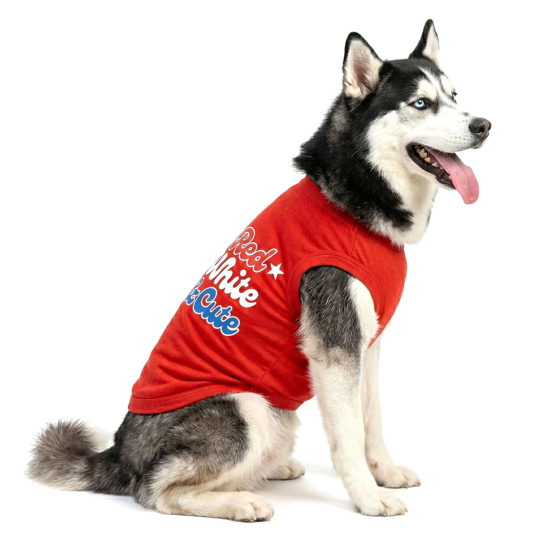 Red, White & Cute Dog Tee