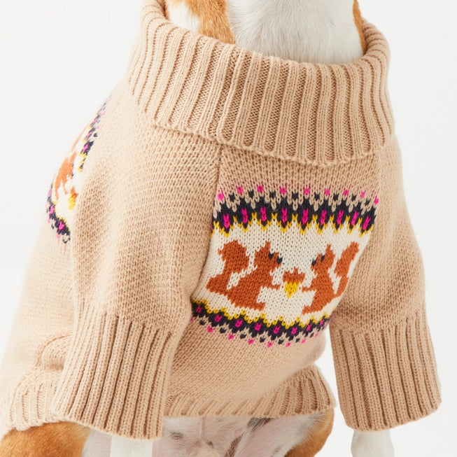 Squirrel Cable Knit Dog Sweater