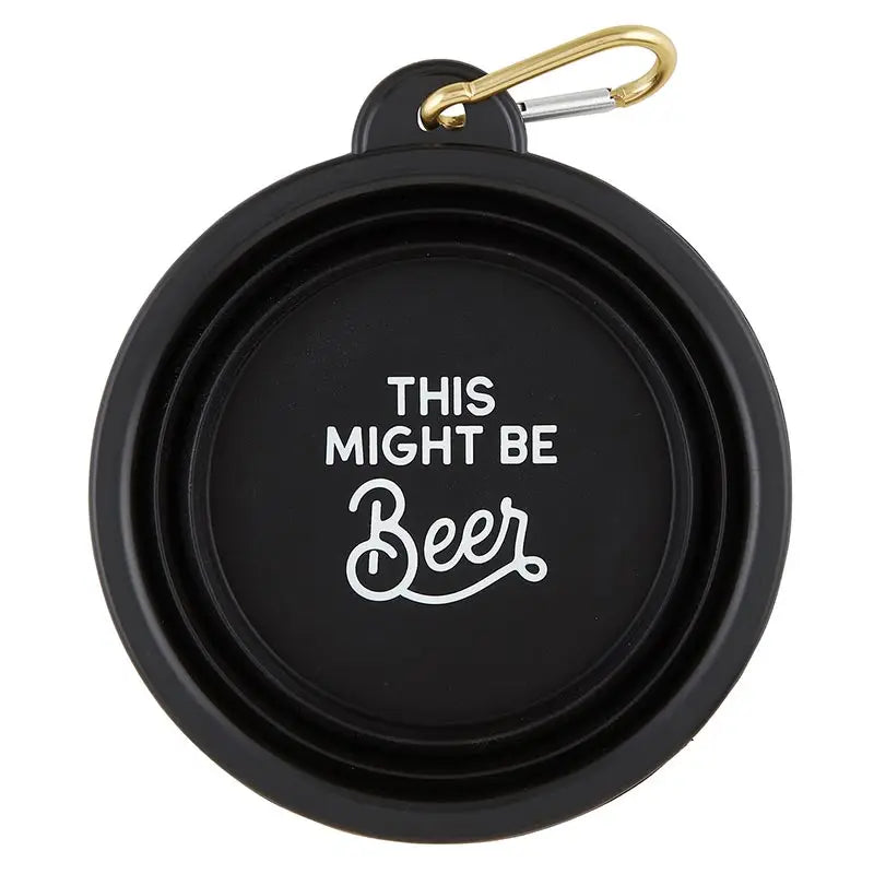 "This Might Be Beer" Collapsible Dog Bowl